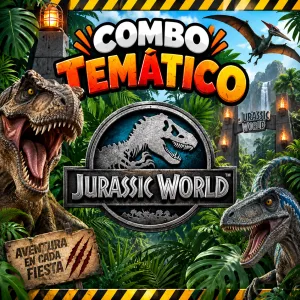 Combo Decorativo Temático Para Cumpleaños Infantil – JURASSIC WORLD – 15 Invitados