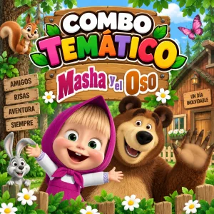 Combo Decorativo Temático Para Cumpleaños Infantil – MASHA Y EL OSO – 15 Invitados