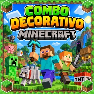 Combo Decorativo Temático Para Cumpleaños Infantil – MINECRAFT – 15 Invitados