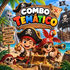 Combo Decorativo Temático Para Cumpleaños – PIRATAS – 15 a 20 Invitados