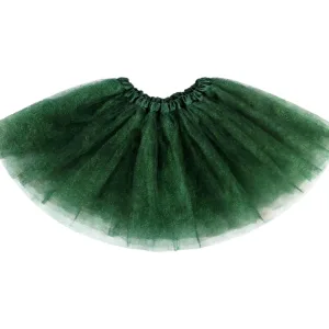 Pollera Tutú Lisa con Tul Color VERDE OSCURO