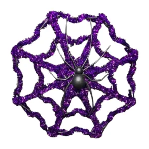 Telaraña Con Araña Tinsel Violeta - 29cm x1 Unidad