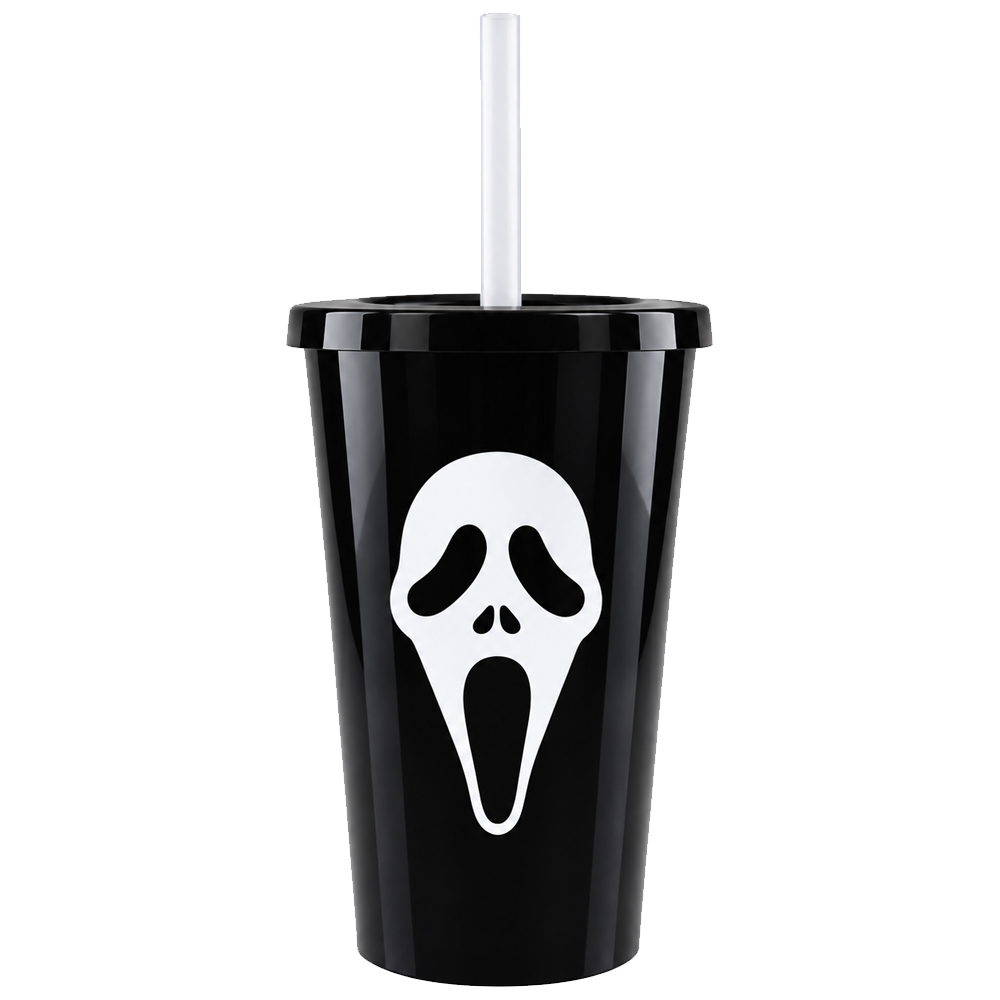 Vaso de Plastico Halloween Scream con Tapa y Sorbete 400cc