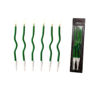 Vela Metalizada con Ondas x6u Color Verde 15cm