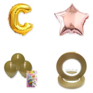 Alternative view of Kit Globos Feliz Cumple Letras Doradas 40cm y 25 Globos