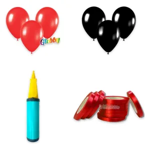 Alternative view of Kit Globos Rojo y Negro 70 Globos con Inflador y Cinta