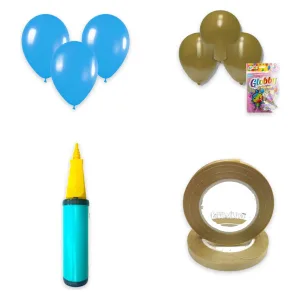 Alternative view of Kit Globos Celeste y Dorado 55 Globos con Inflador y Cinta