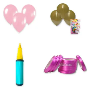 Alternative view of Kit Globos Rosa Pastel y Dorado 55 Globos con Inflador