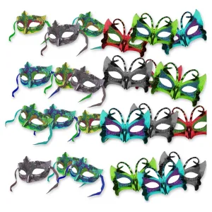 Kit Fiesta de Máscaras 12 Antifaces Brillo 12 Mariposa