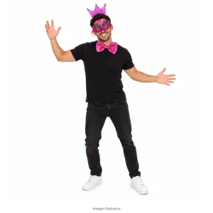 Kit Disfraz Arlequín Adulto Vincha Corona Luminosa Antifaz y Moño - modelo