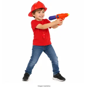 Kit Disfraz Bombero Infantil Casco Pistola de Agua y Silbato