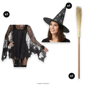 Kit Disfraz Bruja Adulta contenido