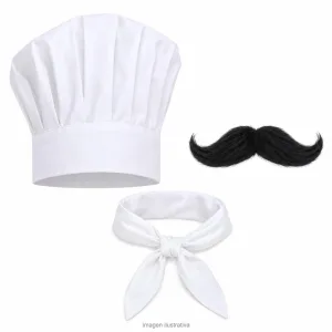 Alternative view of Kit Disfraz Chef Adulto Gorro de Cocinero Bigote y Pañuelo