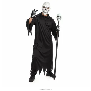 Kit Disfraz Esqueleto Adulto Máscara Calavera Guantes y Bastón - modelo