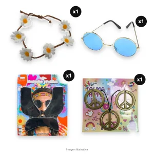 Kit Disfraz Hippie Adulto contenido