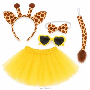 Alternative view of Kit Disfraz Jirafita Infantil Set Peluche Tutú Amarillo y Anteojos Corazón