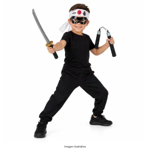 Kit Disfraz Ninja Infantil Bandana Espada Nunchakus y Antifaz