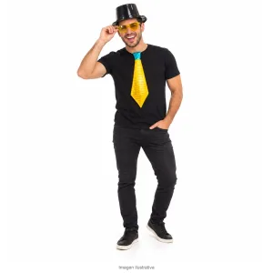 Kit Disfraz Novio Despedida Adulto Galera Corbata y Anteojos - modelo
