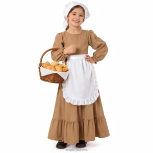 Kit Disfraz Pastelera Colonial Infantil Canasta Delantal y Pañuelo