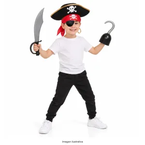 Kit Disfraz Pirata Infantil Sombrero Parche Espada y Garfio
