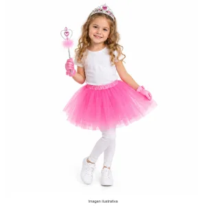 Kit Disfraz Princesa Infantil Tiara Vara Tutú y Guantes