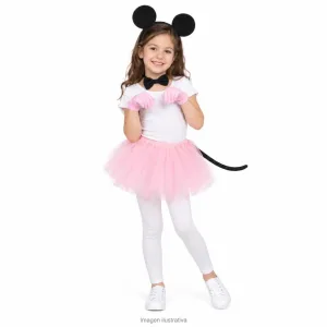 Kit Disfraz Ratoncita Infantil Set Peluche Tutú Rosa y Guantes