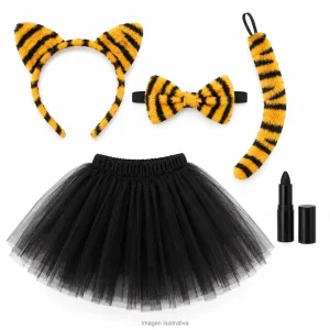 Alternative view of Kit Disfraz Tigresa Infantil Set Peluche Tutú Negro y Labial