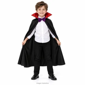 Kit Disfraz Vampirito Infantil Capa Drácula Moño y Sangre Falsa