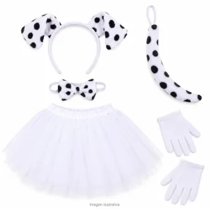 Alternative view of Kit Disfraz Vaquita Lechera Infantil Set Peluche Tutú Blanco y Guantes