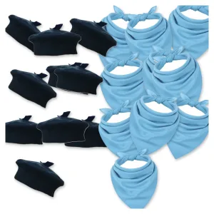 Kit Gaucho Tradición 10 Boinas 10 Pañuelos Celestes