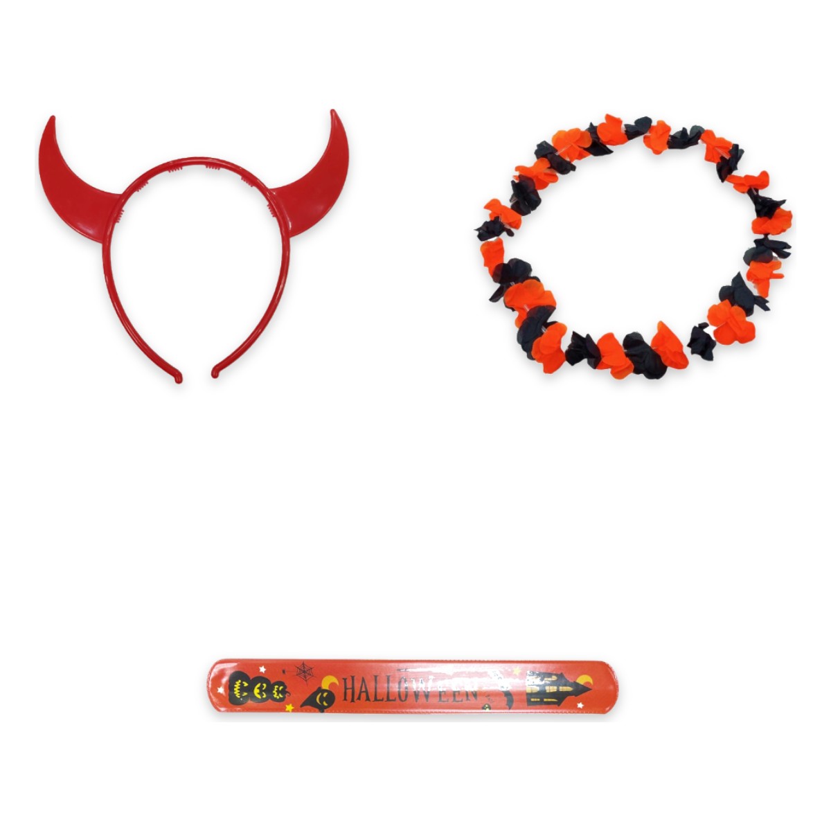 Kit Halloween 10 Vinchas Diablo 10 Collares 10 Pulseras - Imagen 2