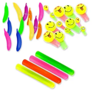 Kit Hora Loca 10 Maracas 10 Silbatos LED 10 Pulseras Fluo