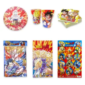 Kit Cumpleaños Dragon Ball 8 Invitados Platos Vasos Mantel
