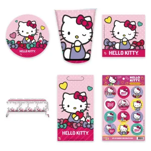 Kit Cumpleaños Hello Kitty 8 Invitados Platos Vasos Mantel
