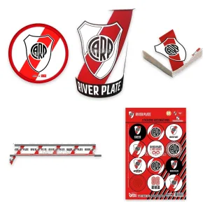 Kit Cumpleaños River Plate 8 Invitados Platos Vasos Mantel