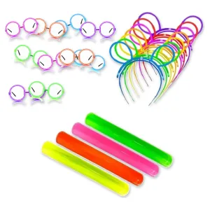 Kit Neón 10 Anteojos Lennon 10 Vinchas 10 Pulseras Fluo