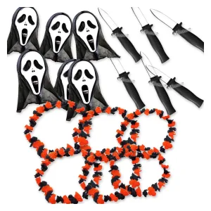 Kit Halloween Scream 6 Máscaras 6 Cuchillos 6 Collares