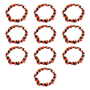Pack X10 Collar Hawaiano Halloween Naranja Y Negro
