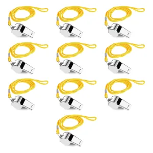 Pack X10 Silbato Referí Metal Con Cordón