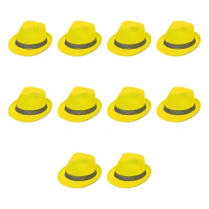 Pack X10 Sombrero Tanguero Flúo Amarillo