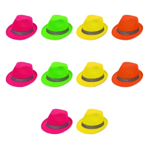 Pack x10 Sombrero Tanguero Flúo Colores Surtidos