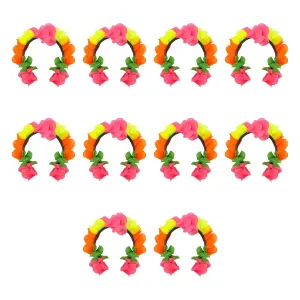 Pack X10 Vincha Flores Multicolor Flúo