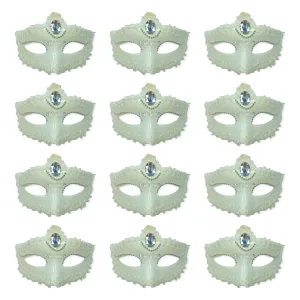 Pack X12 Antifaz Blanco Con Perlitas