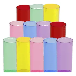 Pack X12 Vasos Trago Largo Acrílico Colores Surtidos