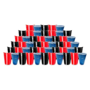 Pack X50 Vasos Americanos Rojo Azul Negro Descartable 590cc